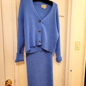 Niza skirt set from Anthropologie blue